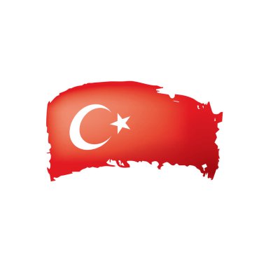 Türkiye bayrağı, beyaz bir arka plan üzerinde vektör çizim.