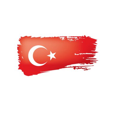 Türkiye bayrağı, beyaz bir arka plan üzerinde vektör çizim.