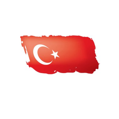 Türkiye bayrağı, beyaz bir arka plan üzerinde vektör çizim.