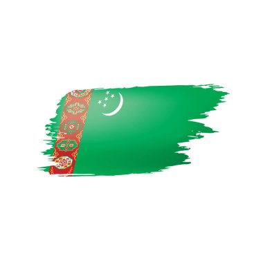 Türkmenistan bayrağı, beyaz bir arka plan üzerinde vektör çizim.