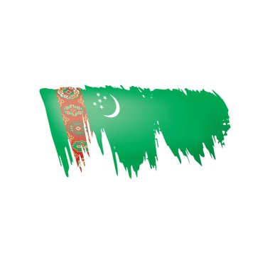 Türkmenistan bayrağı, beyaz bir arka plan üzerinde vektör çizim.