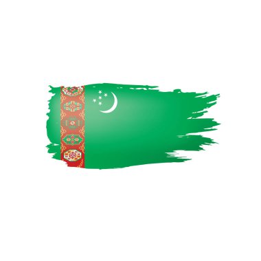 Türkmenistan bayrağı, beyaz bir arka plan üzerinde vektör çizim.