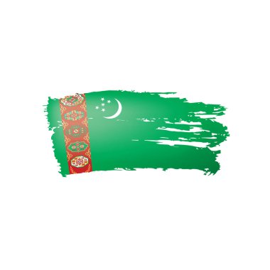 Türkmenistan bayrağı, beyaz bir arka plan üzerinde vektör çizim.