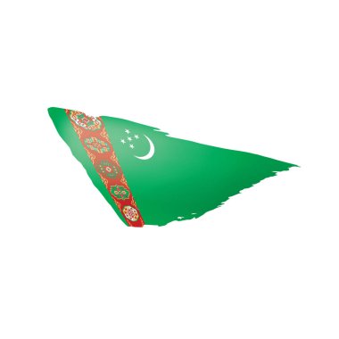 Türkmenistan bayrağı, beyaz bir arka plan üzerinde vektör çizim.