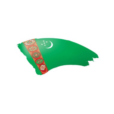 Türkmenistan bayrağı, beyaz bir arka plan üzerinde vektör çizim.