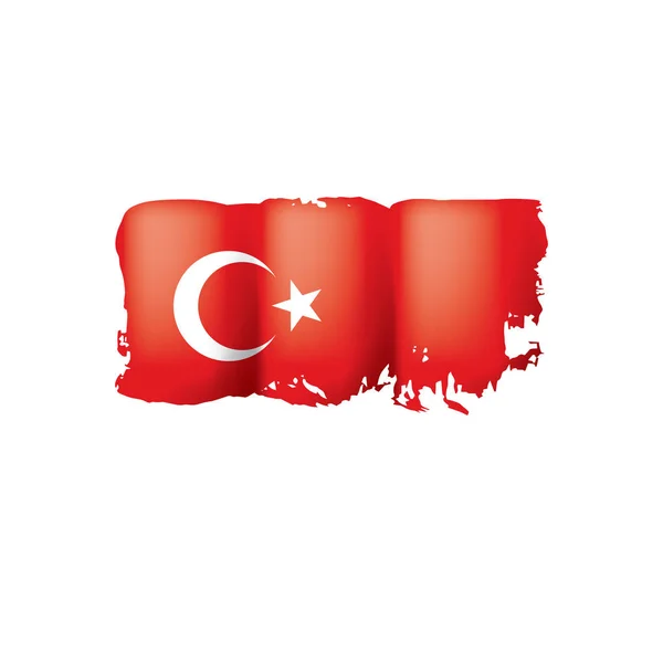 Turkiet flagga, vektorillustration på vit bakgrund. — Stock vektor