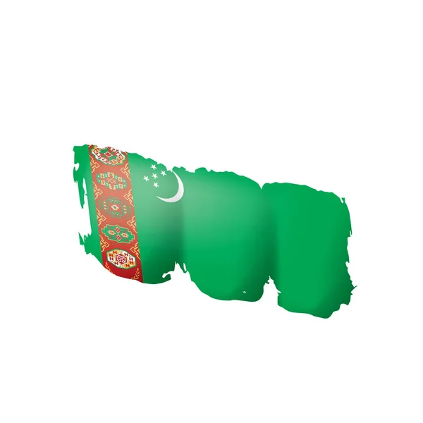 Bandiera Turkmenistan, illustrazione vettoriale su sfondo bianco . — Vettoriale Stock