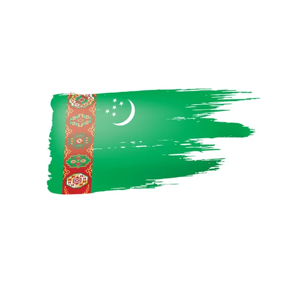 Türkmenisztán Zászló Egy Fehér Háttér Vektor Illusztráció — Stock Vector