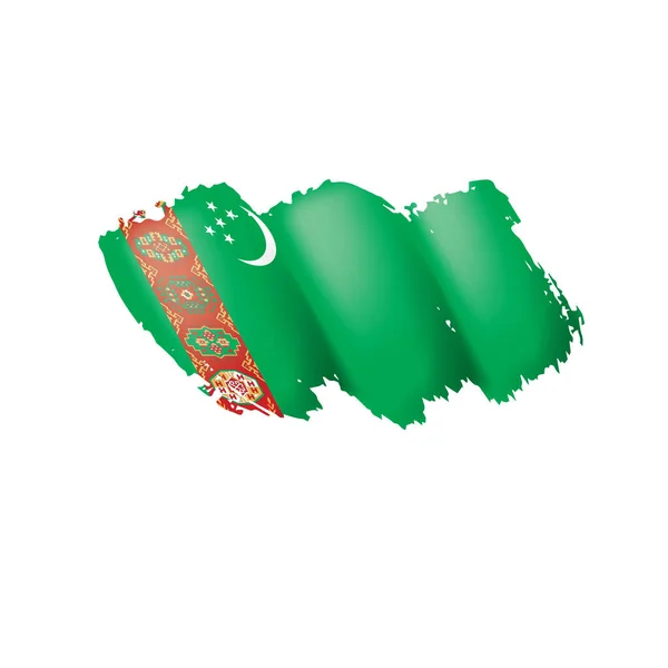 Bendera Turkmenistan, ilustrasi vektor pada latar belakang putih . - Stok Vektor