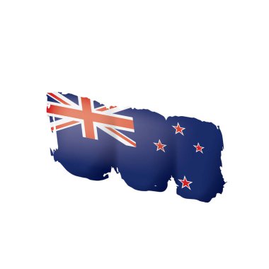 Yeni Zelanda bayrağı, beyaz arkaplanda vektör illüstrasyonu.