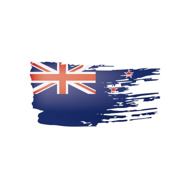 Yeni Zelanda bayrağı, beyaz arkaplanda vektör illüstrasyonu.