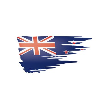 Yeni Zelanda bayrağı, beyaz arkaplanda vektör illüstrasyonu.