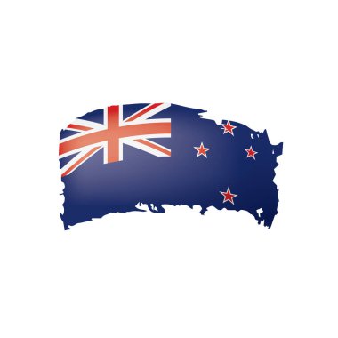 Yeni Zelanda bayrağı, beyaz arkaplanda vektör illüstrasyonu.