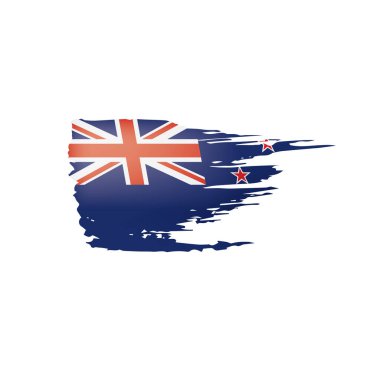 Yeni Zelanda bayrağı, beyaz arkaplanda vektör illüstrasyonu.