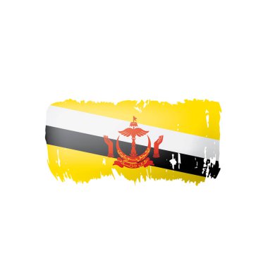 Brunei bayrağı, beyaz arkaplanda vektör illüstrasyonu.
