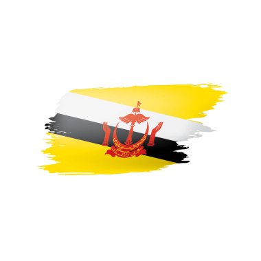 Brunei bayrağı, beyaz arkaplanda vektör illüstrasyonu.