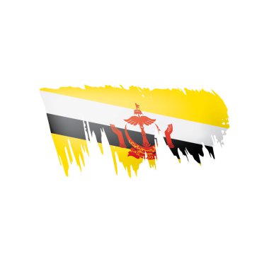 Brunei bayrağı, beyaz arkaplanda vektör illüstrasyonu.