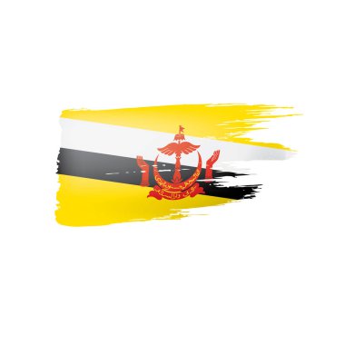 Brunei bayrağı, beyaz arkaplanda vektör illüstrasyonu.