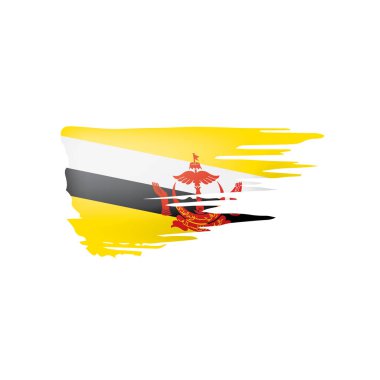 Brunei bayrağı, beyaz arkaplanda vektör illüstrasyonu.