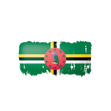 Dominica bayrağı, beyaz arkaplanda vektör illüstrasyonu.