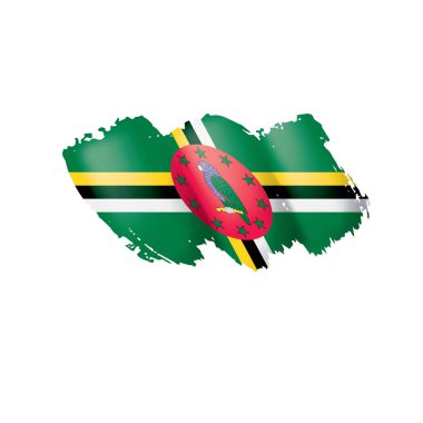 Dominica bayrağı, beyaz arkaplanda vektör illüstrasyonu.