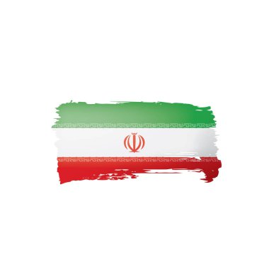 İran bayrağı, beyaz arka planda vektör illüstrasyonu.