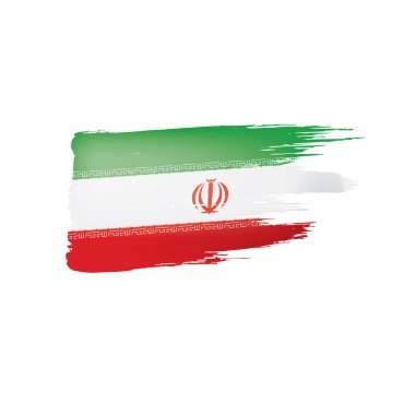 İran bayrağı, beyaz arka planda vektör illüstrasyonu.