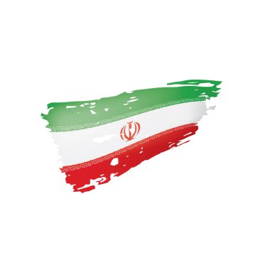İran bayrağı, beyaz arka planda vektör illüstrasyonu.