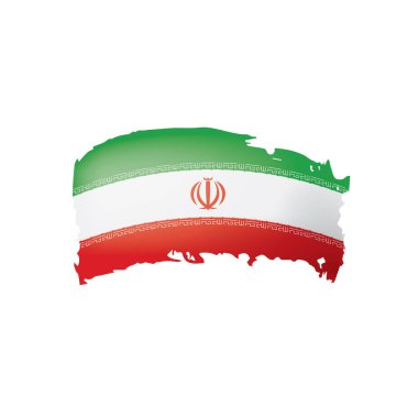 İran bayrağı, beyaz arka planda vektör illüstrasyonu.