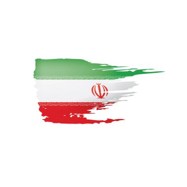 İran bayrağı, beyaz arka planda vektör illüstrasyonu.