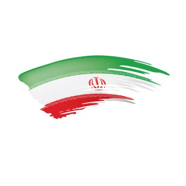 İran bayrağı, beyaz arka planda vektör illüstrasyonu.