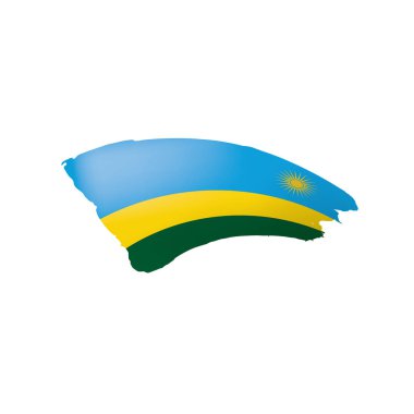 Ruanda bayrağı, beyaz arkaplanda vektör illüstrasyonu.