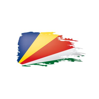 Seyşeller bayrağı, beyaz arkaplanda vektör illüstrasyonu.