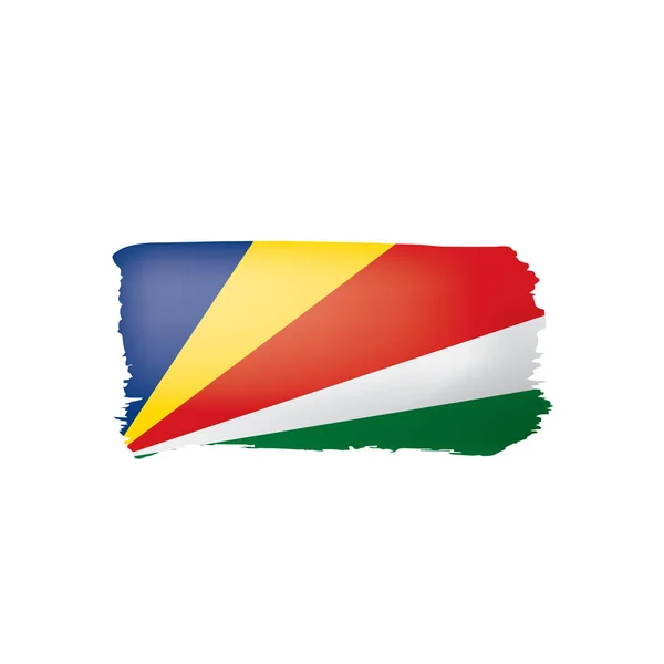 塞舌尔国旗，白色背景上的矢量插图. — 图库矢量图片