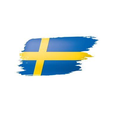 İsveç bayrağı, beyaz bir arka plan üzerinde vektör çizim.