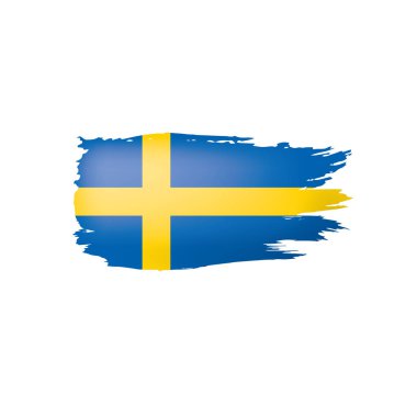 İsveç bayrağı, beyaz bir arka plan üzerinde vektör çizim.