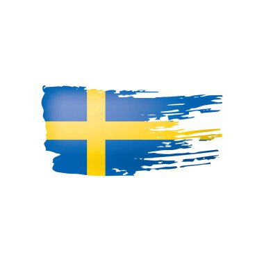 İsveç bayrağı, beyaz bir arka plan üzerinde vektör çizim.