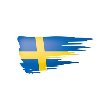 İsveç bayrağı, beyaz bir arka plan üzerinde vektör çizim.