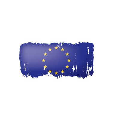 Beyaz arka planda Avrupa Birliği bayrağı ve vektör illüstrasyonu.
