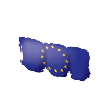 Beyaz arka planda Avrupa Birliği bayrağı ve vektör illüstrasyonu.