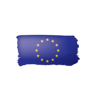 Beyaz arka planda Avrupa Birliği bayrağı ve vektör illüstrasyonu.