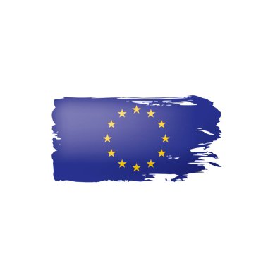 Beyaz arka planda Avrupa Birliği bayrağı ve vektör illüstrasyonu.