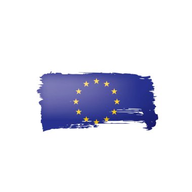 Beyaz arka planda Avrupa Birliği bayrağı ve vektör illüstrasyonu.