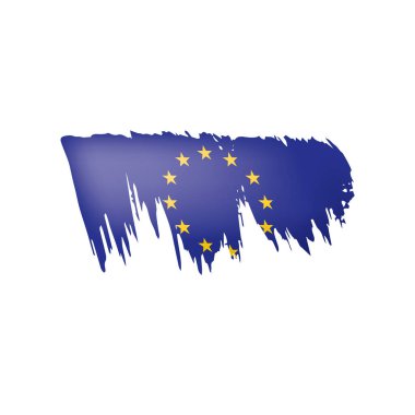 Beyaz arka planda Avrupa Birliği bayrağı ve vektör illüstrasyonu.