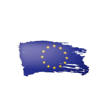 Beyaz arka planda Avrupa Birliği bayrağı ve vektör illüstrasyonu.