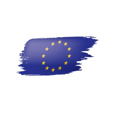 Beyaz arka planda Avrupa Birliği bayrağı ve vektör illüstrasyonu.
