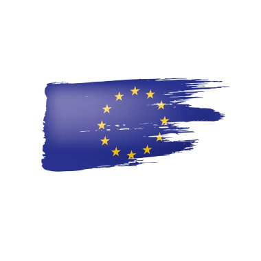 Beyaz arka planda Avrupa Birliği bayrağı ve vektör illüstrasyonu.