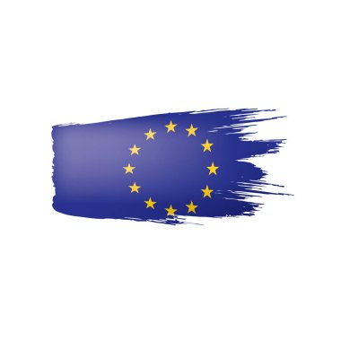 Beyaz arka planda Avrupa Birliği bayrağı ve vektör illüstrasyonu.