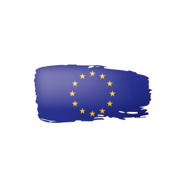 Beyaz arka planda Avrupa Birliği bayrağı ve vektör illüstrasyonu.