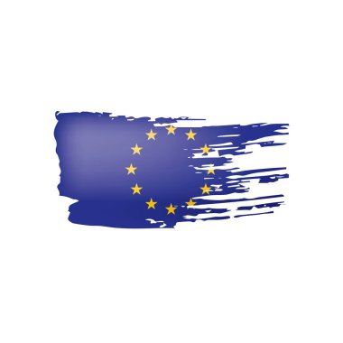 Beyaz arka planda Avrupa Birliği bayrağı ve vektör illüstrasyonu.